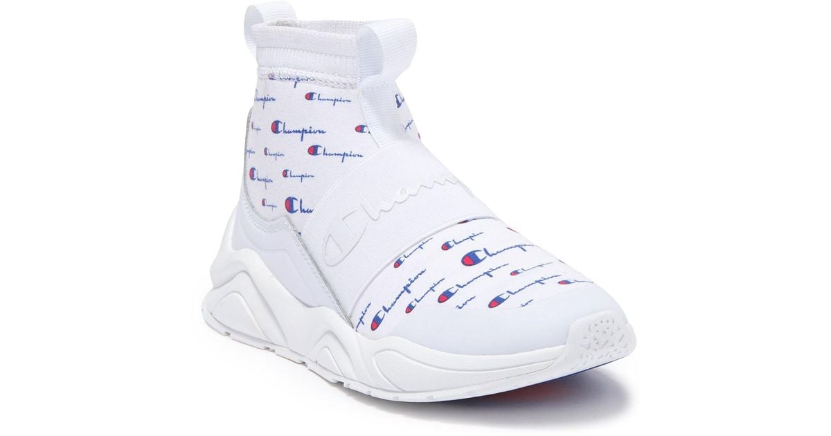 champion reverse weave white rally script sneakers