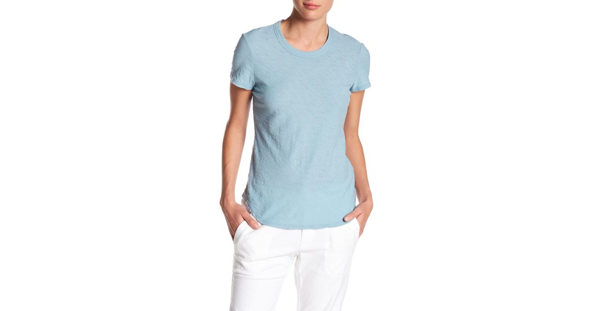 James Perse Cotton Sheer Slub Crewneck Tee In Blue Lyst