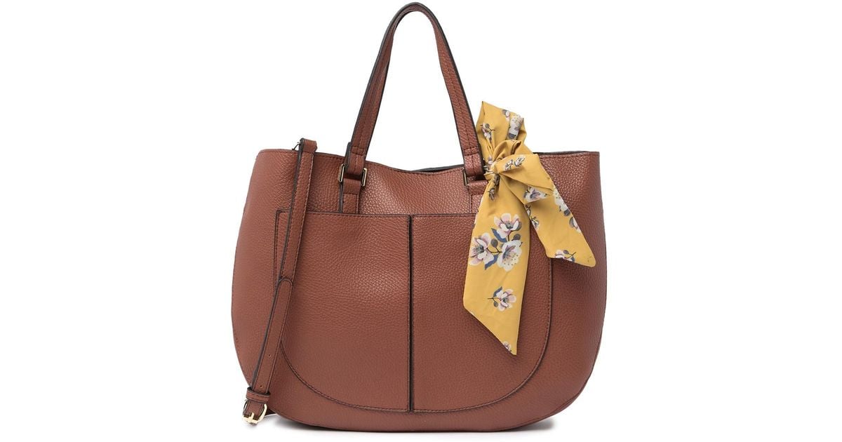 Steve Madden Solid Satchel With Scarf in Brown | Lyst