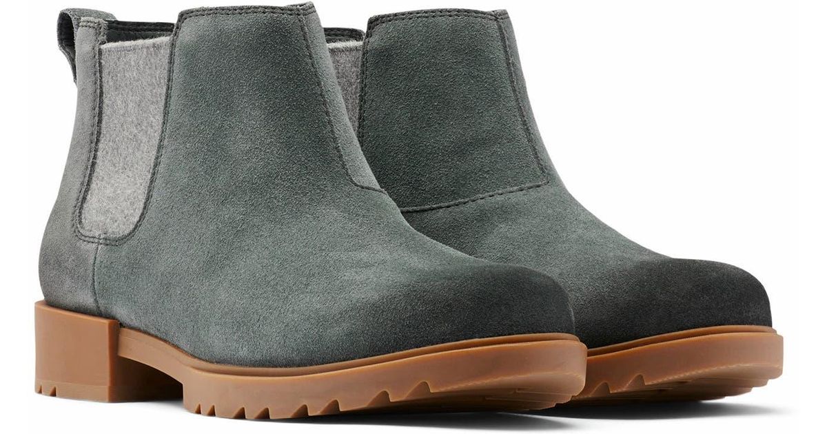 Sorel Emelie Ii Waterproof Suede Chelsea Boot In Dark Moss Gum 10 At Nordstrom Rack in Green Lyst
