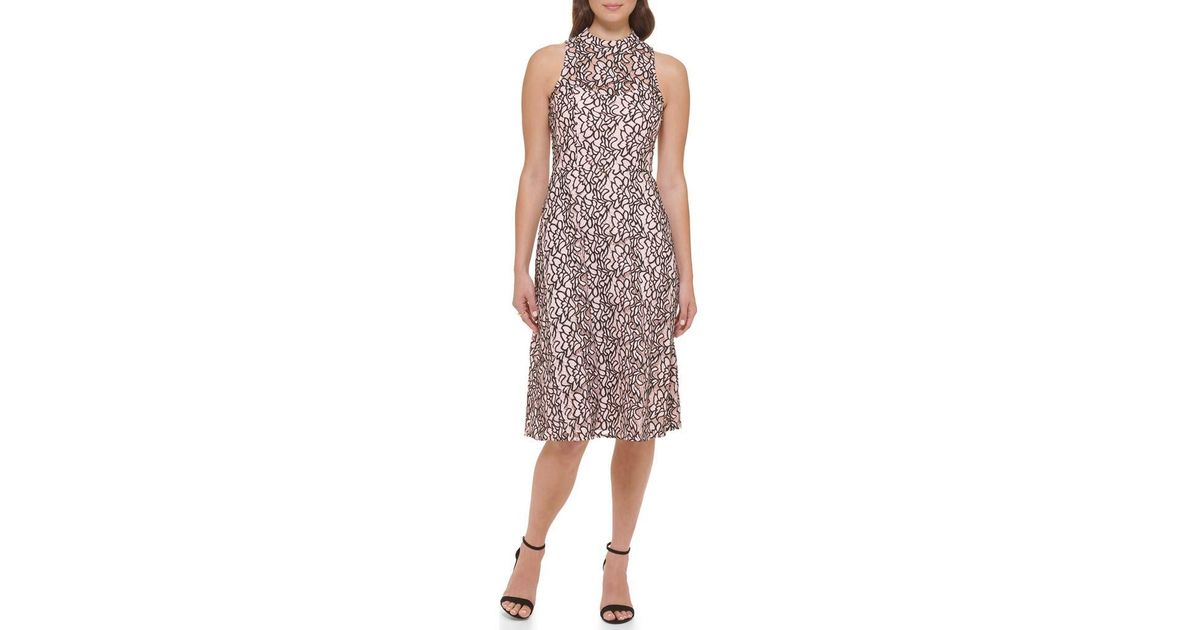 Kensie Two-Tone Lace Sleeveless Fit & Flare Dress | Lyst