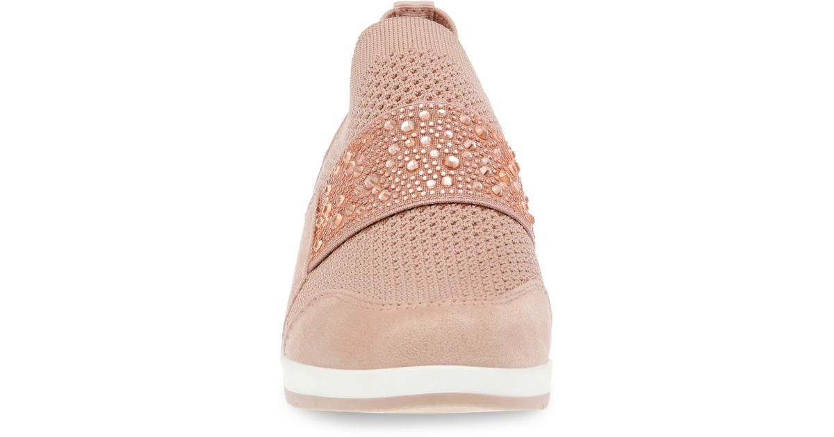 Anne Klein Daphne Rhinestone Wedge Sneaker in Pink | Lyst
