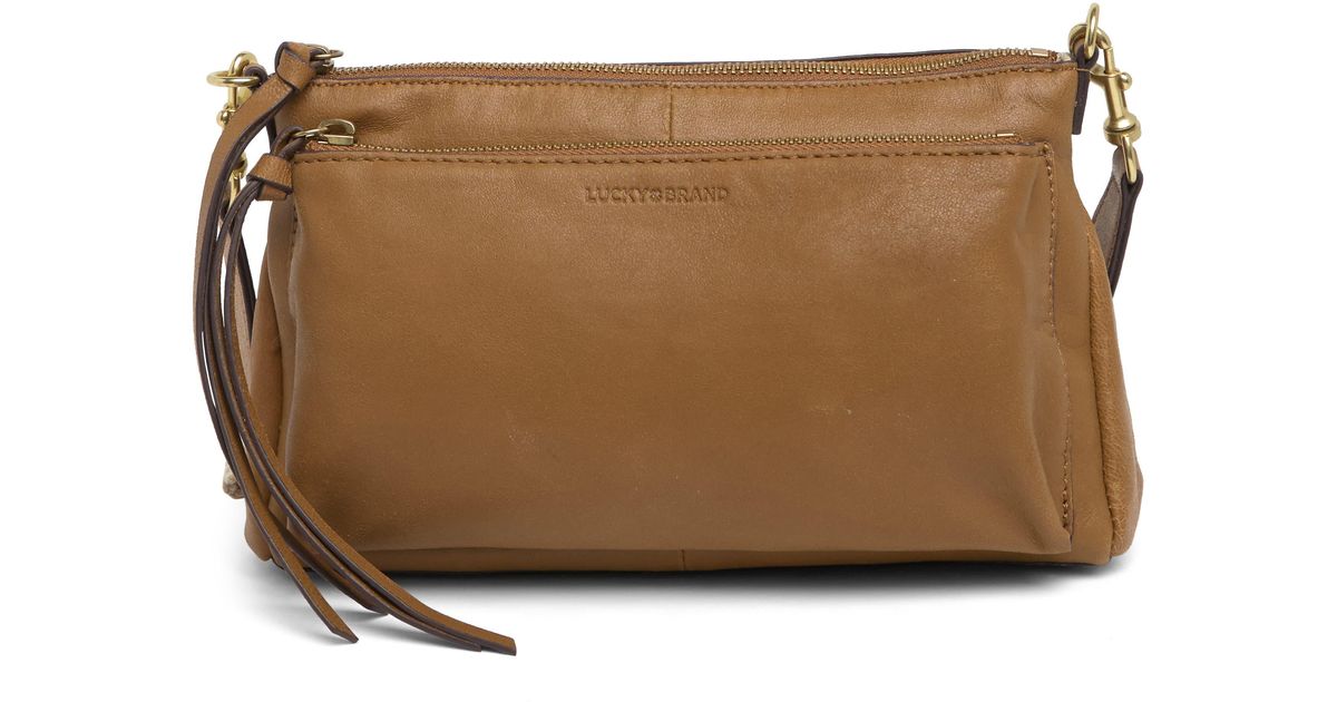 Lucky Brand Koda Leather Crossbody Bag In Topanga Tan Distressed