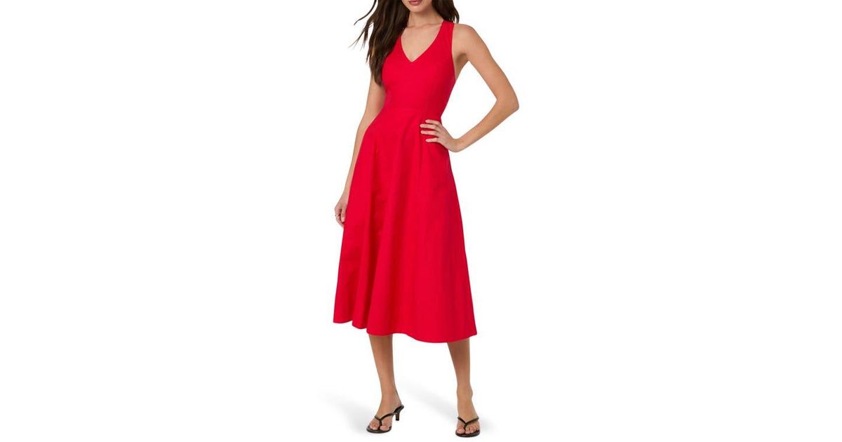 astr the label cross back sleeveless midi dress Astr Cross Back Sleeveless Midi Dress in Red