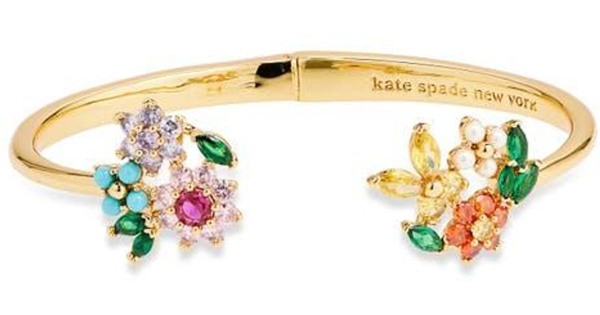 【kate spade】上品★ New Bloom Flower Cuff Bracelet ★カフ Kate Spade New Bloom Flower Cuff Bracelet in Metallic | Lyst