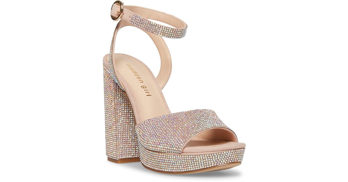 Madden Girl Summit Rhinestone Block Heel Platform Sandal In Blush Multi