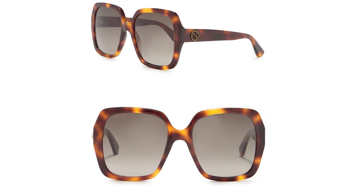 gucci brown square oversized sunglasses