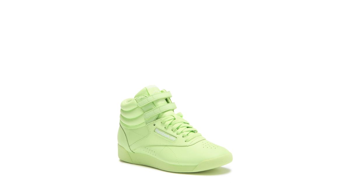 lime green reebok freestyle high tops
