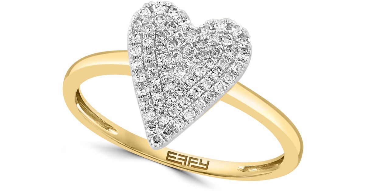 Effy 14k Yellow Gold & Diamond Heart Ring in Metallic Lyst