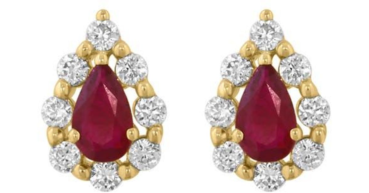 Effy Diamond & Ruby Stud Earrings in Red | Lyst