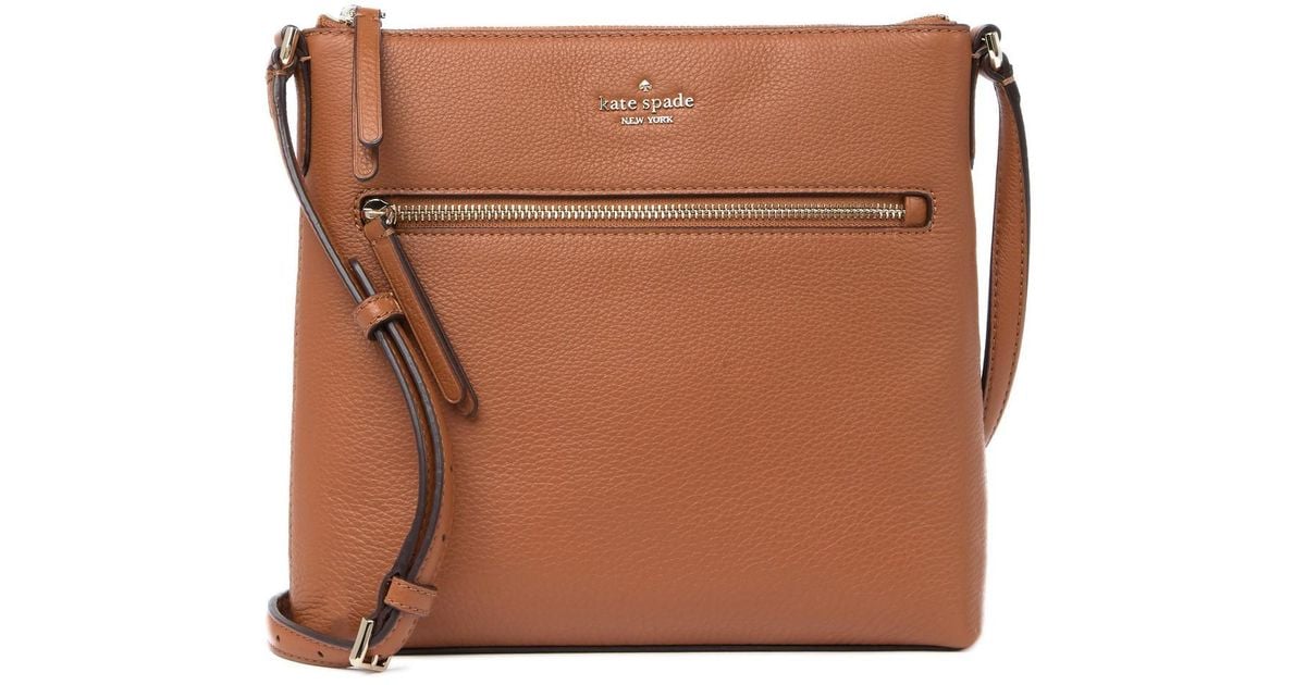 Kate Spade Jackson Top Zip Leather Crossbody Bag in Brown