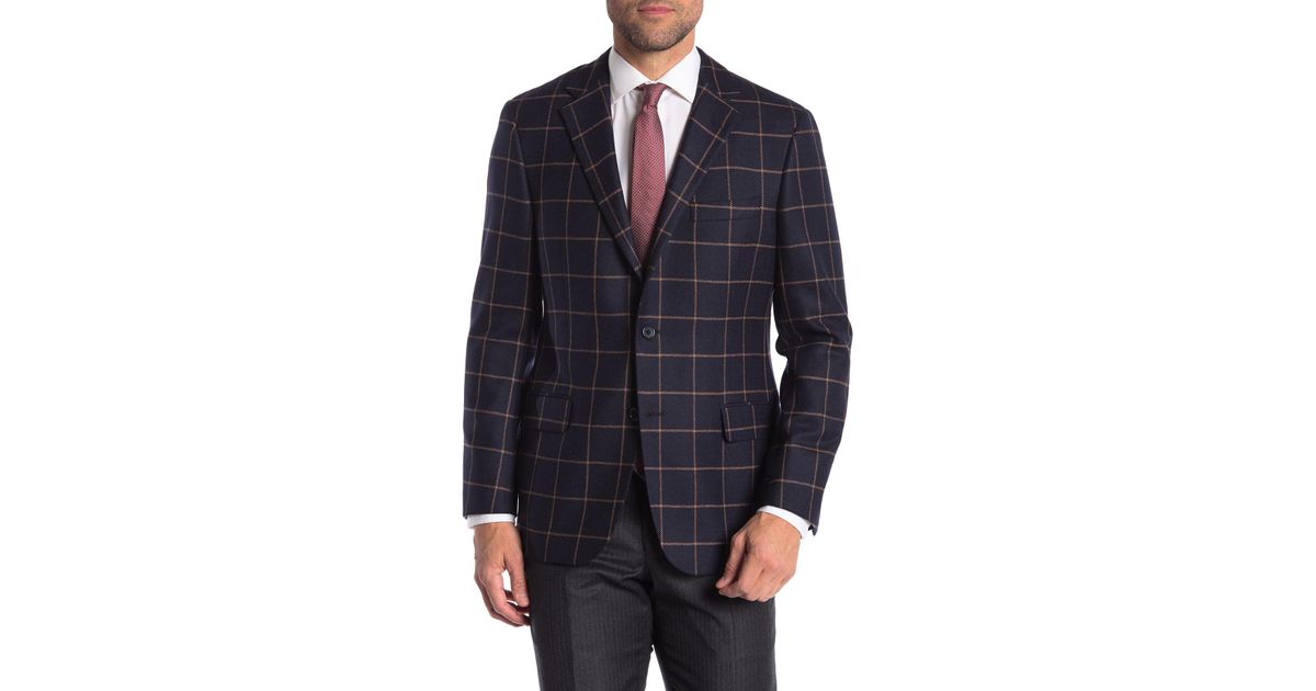 Hickey Freeman Windowpane Classic Fit Camel Hair Wool Sportcoat In Blue For Men Lyst