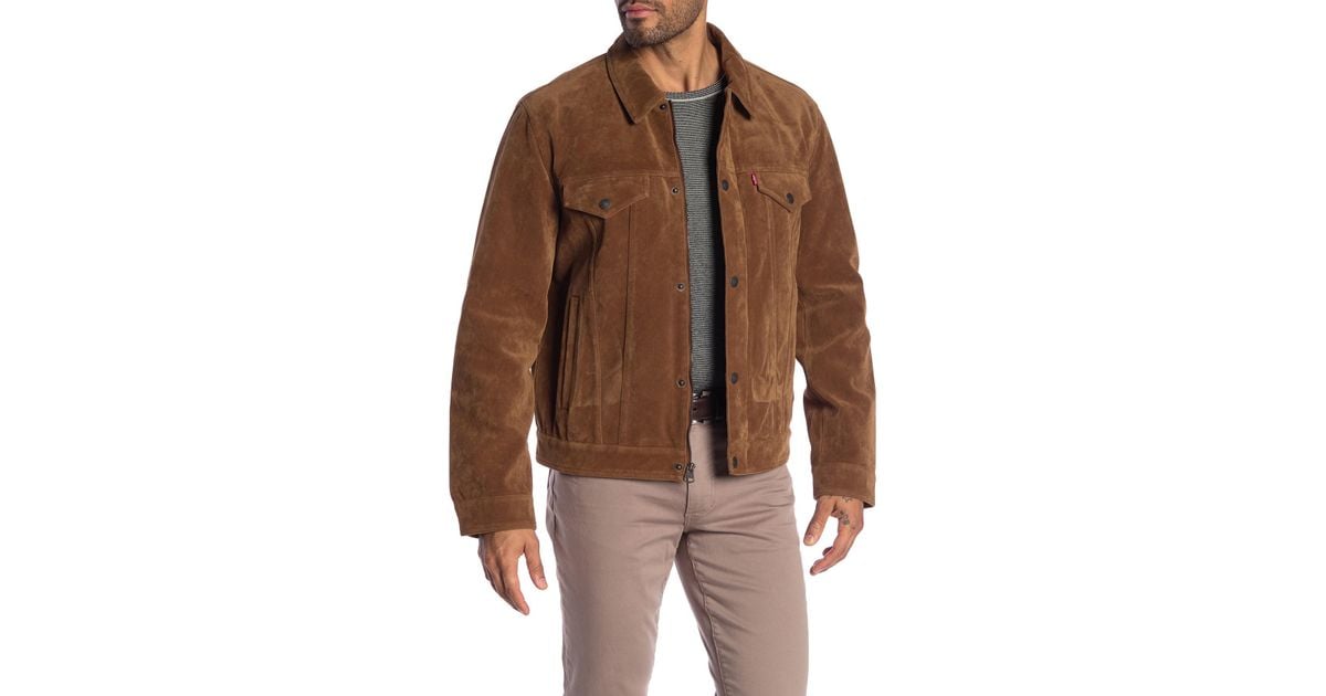 levi's men's faux suede lightweight trucker bomber jacket