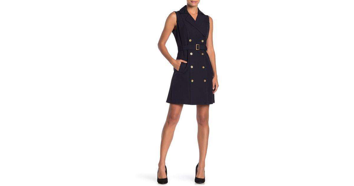 Business//Leger Sharagano Damen Double Breasted Shirt Dress Kleidung