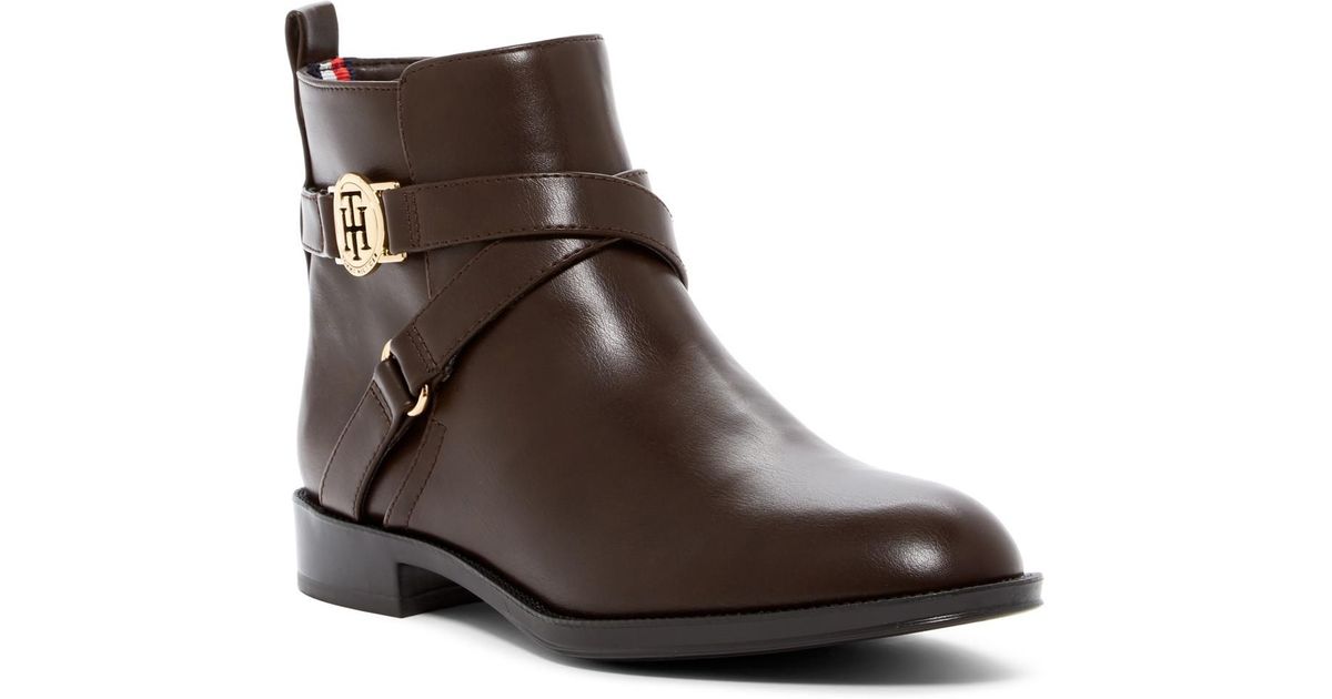 tommy hilfiger brown booties