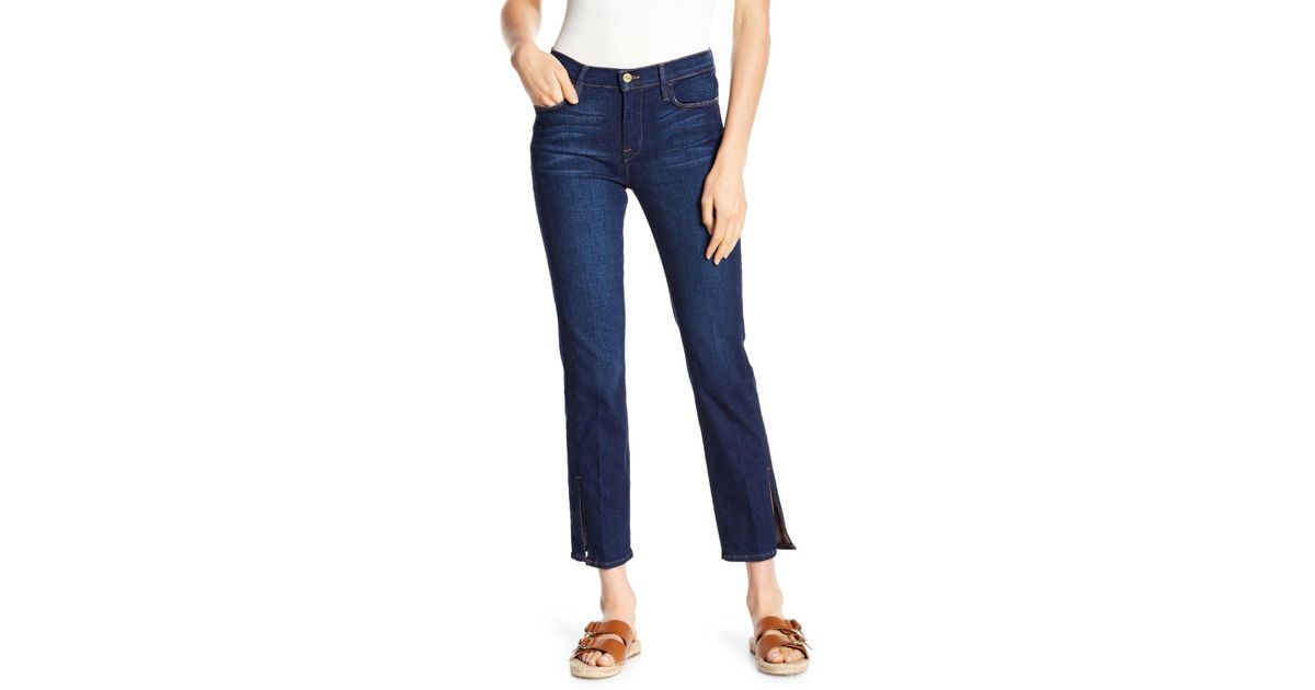 split hem straight leg jeans