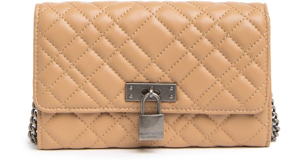 Kurt Geiger Leather Kurt Geiger Brixton Quilted Chain Wallet In Camel