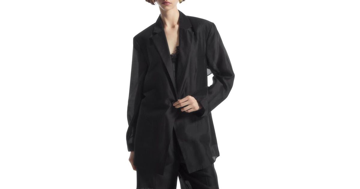 COS Drape Open Back Blazer in Black | Lyst
