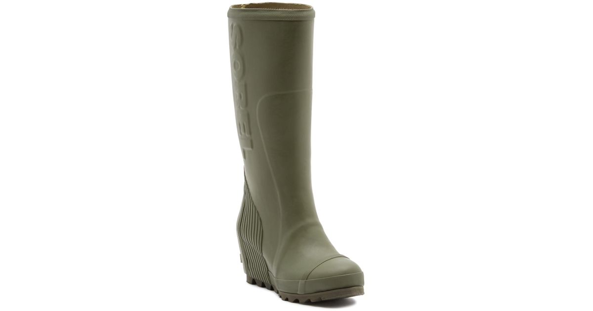 sorel joan tall waterproof wedge rain boot