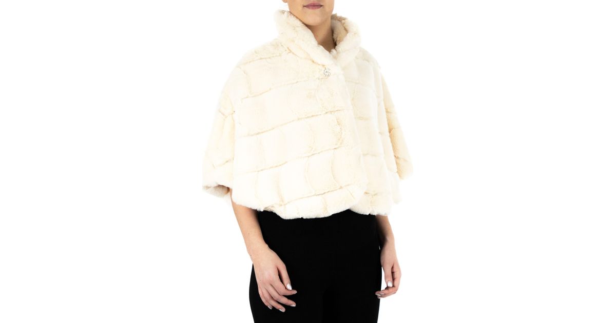 Nina Leonard Faux Fur Capelet in White Lyst