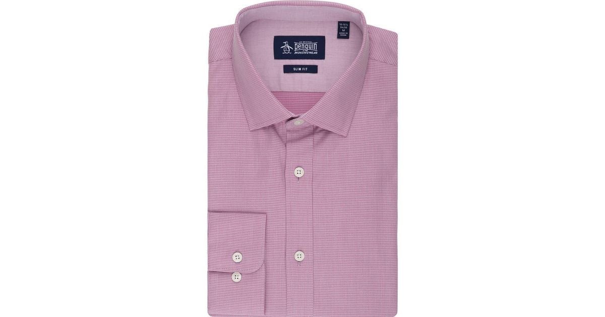 Original Penguin Aaron Slim Fit Dobby Dress Shirt in Purple for Men | Lyst
