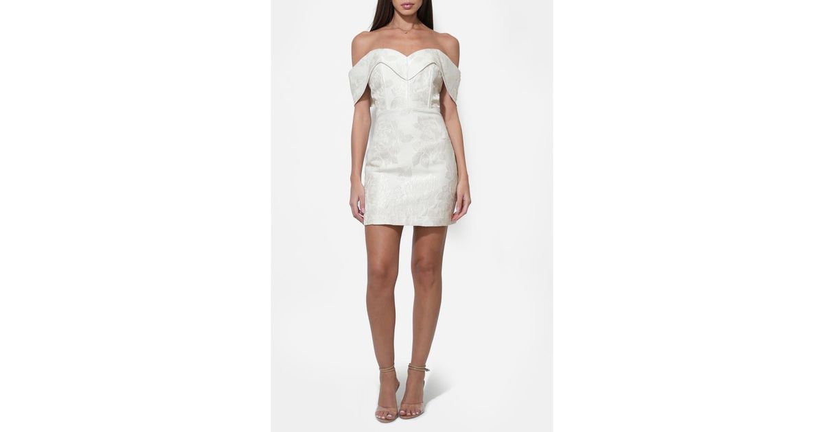 Adelyn Rae Alice Floral Jacquard Off The Shoulder Minidress in White | Lyst