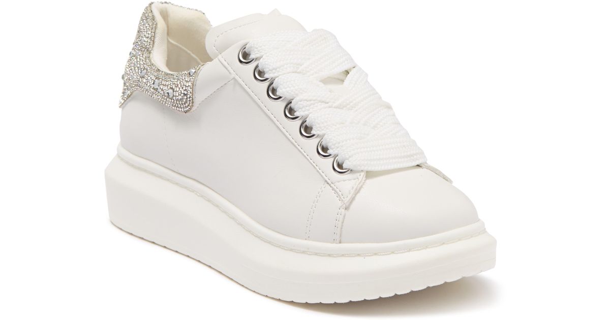 Steve Madden Gaines Platform Sneaker In Rhinestone At Nordstrom Rack in White | Lyst