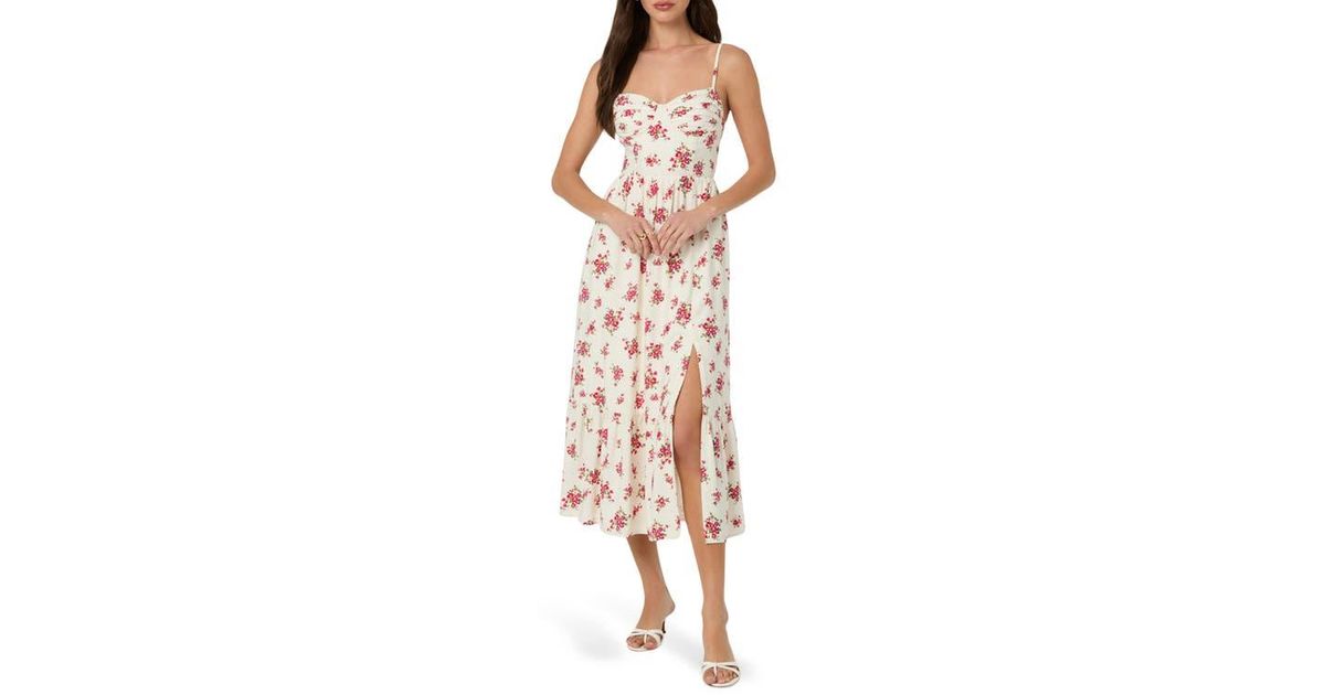 slim fit dress slacks Pleated Floral Fil Coupe Fit and Flare Midi Dress main image 0