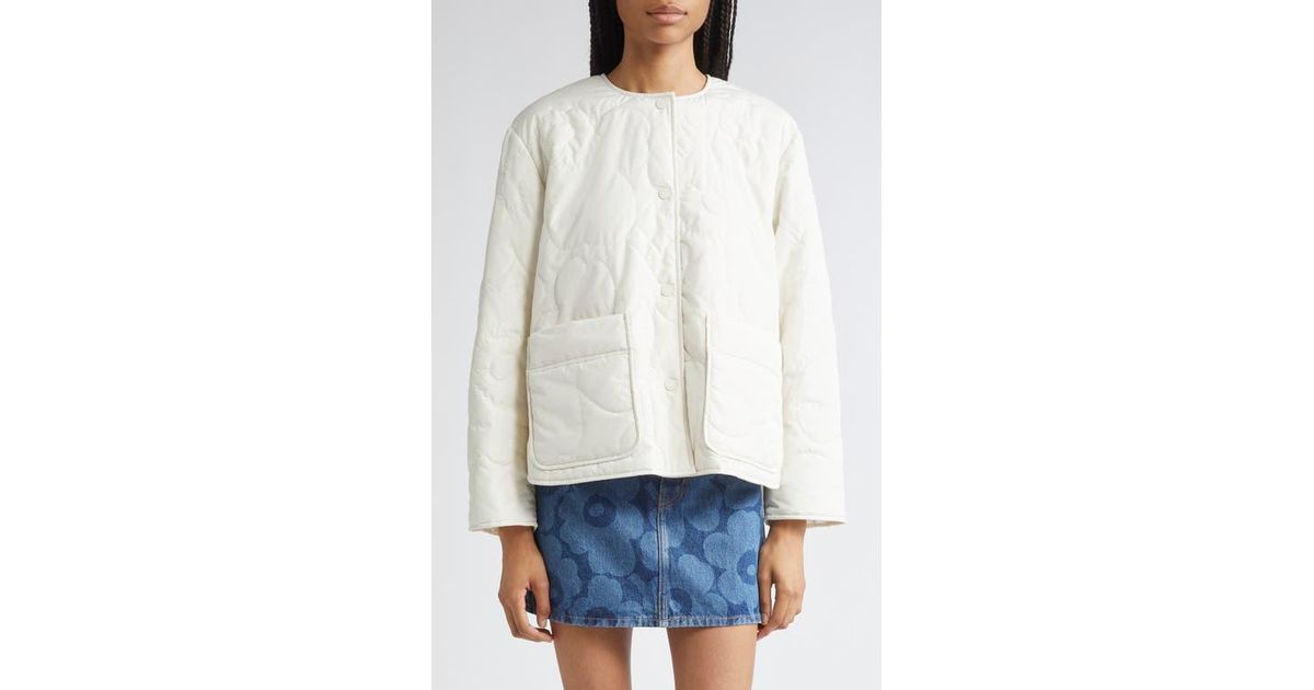 Marimekko Kapseli Piirto Unikko Quilted Jacket in White | Lyst