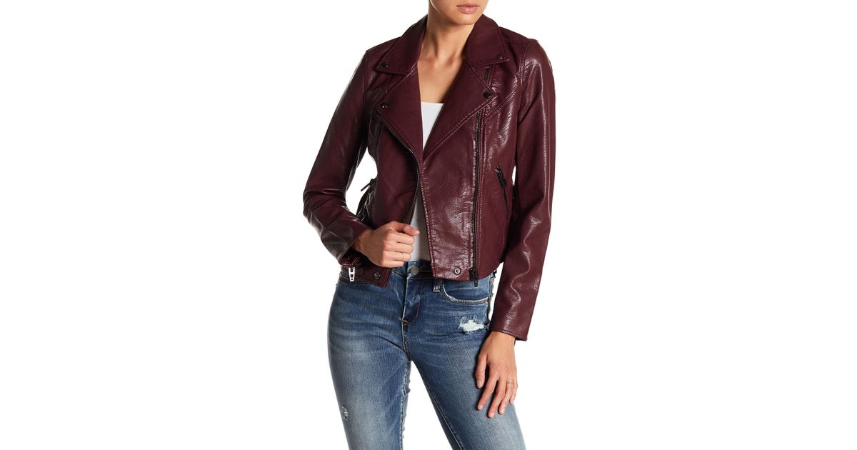 Blank Nyc Purple Faux Leather Moto Jacket Lyst