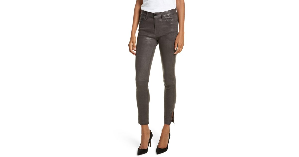FRAME Le High Skinny Slit Leather Pants 