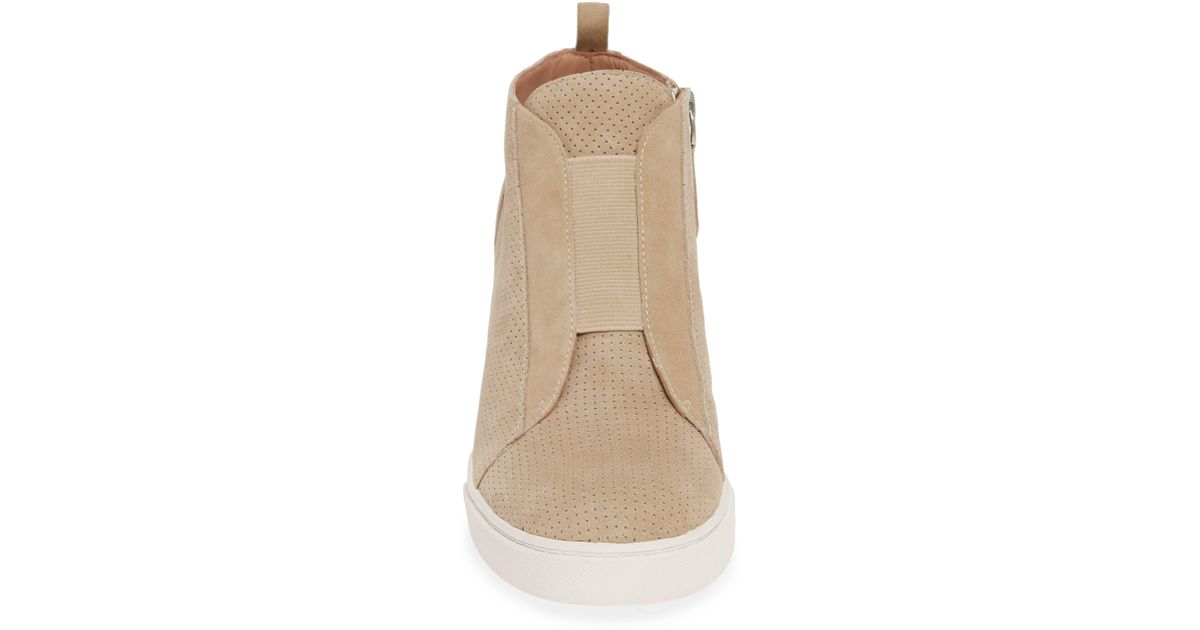 Linea Paolo Felicia Wedge Sneaker In Sand Suede At Nordstrom Rack