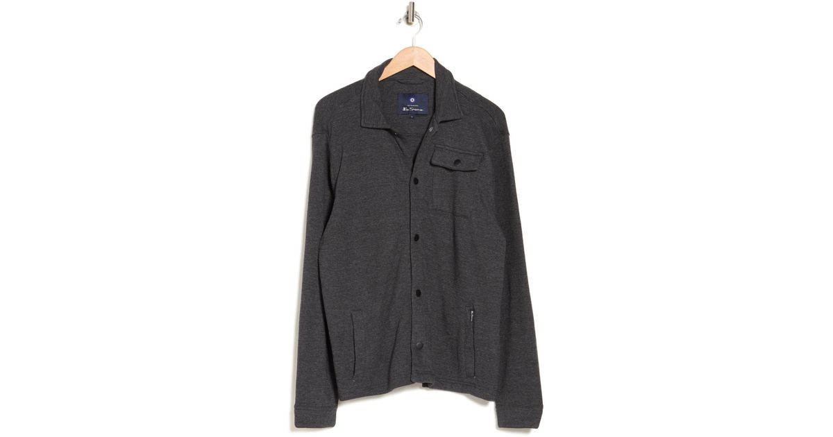 Ben Sherman Waffle Knit Shirt Jacket In Charcoal Heather At Nordstrom