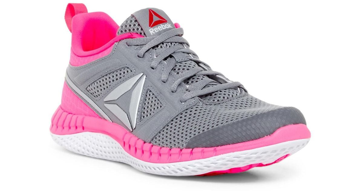 reebok gray and pink sneakers