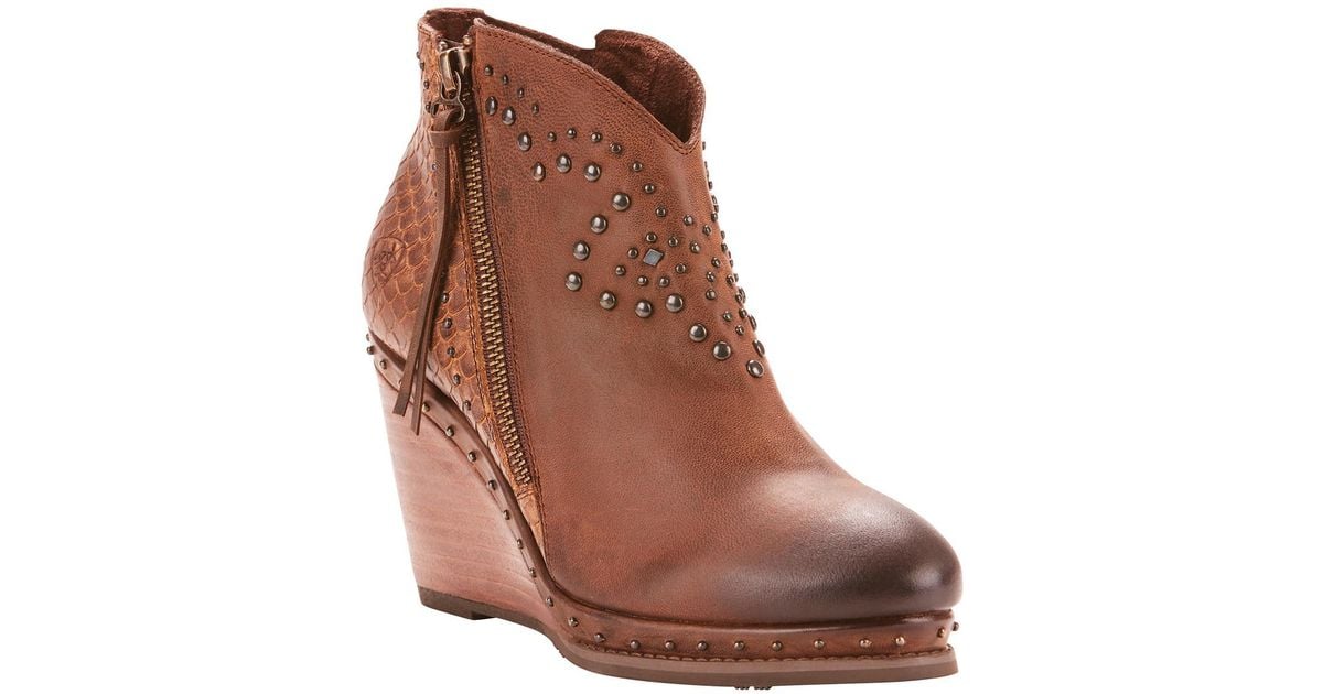 ariat stax studded wedge bootie