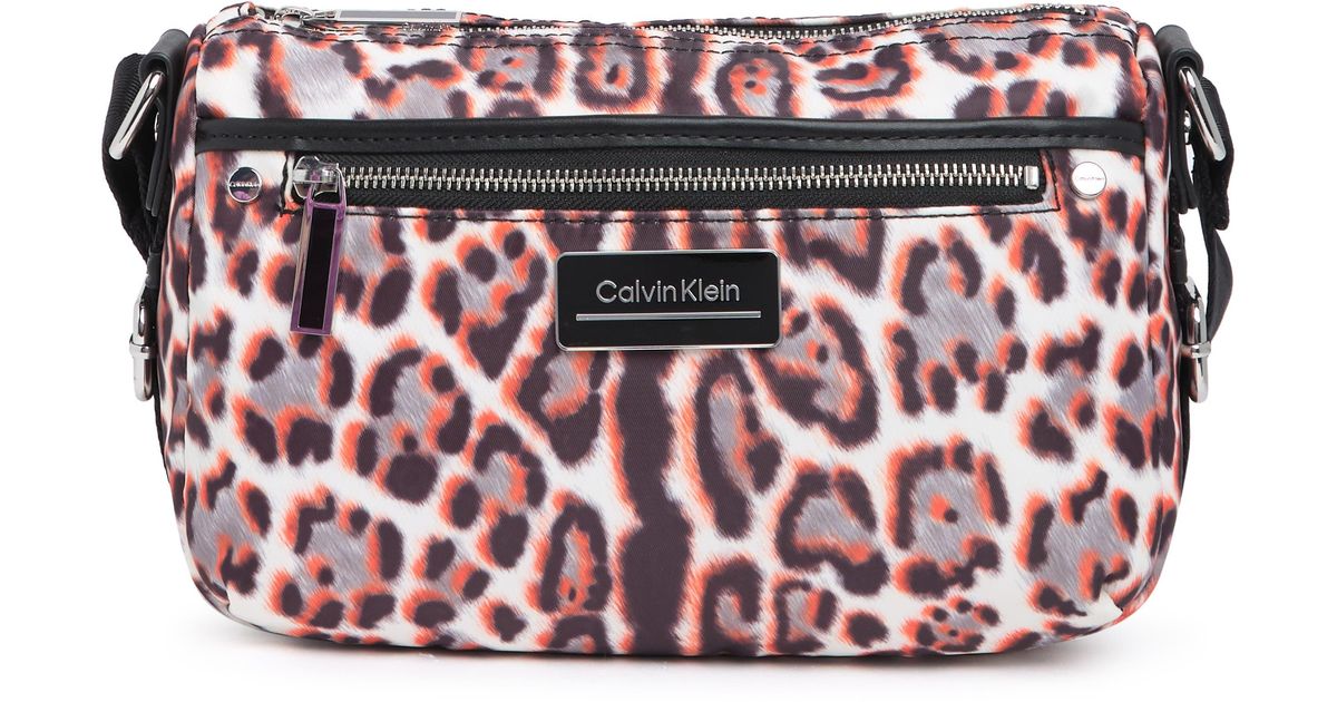 Calvin Klein Synthetic Sussex Leopard Print Nylon Crossbody Bag In