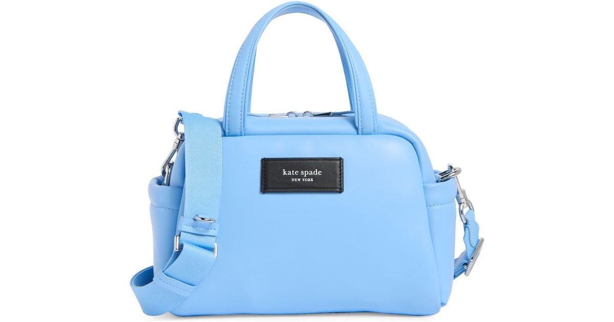Kate Spade Puffed Leather Satchel Bag in Blue | Lyst