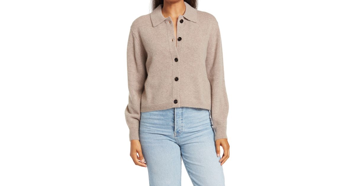 Magaschoni Cashmere Collared Cardigan In Pebble Heather At Nordstrom ...