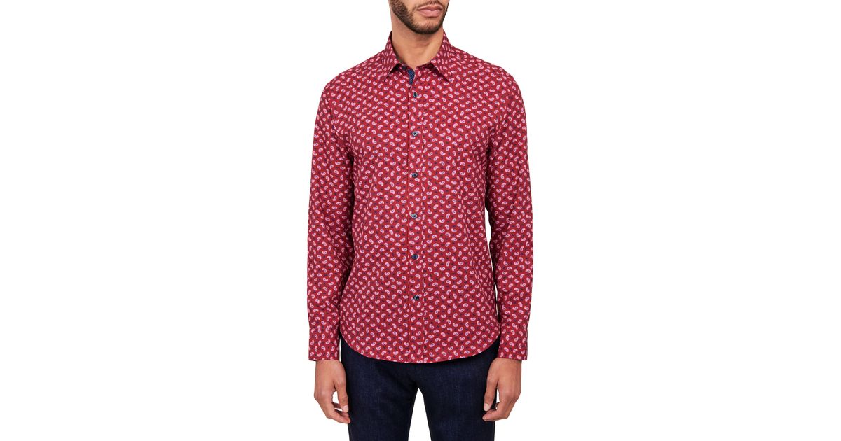 Con.struct Paisley Stretch Performance Dress Shirt in Red for Men | Lyst