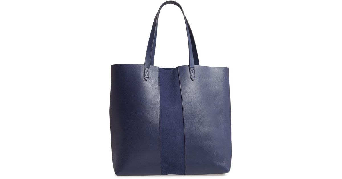 madewell suede stripe transport leather tote