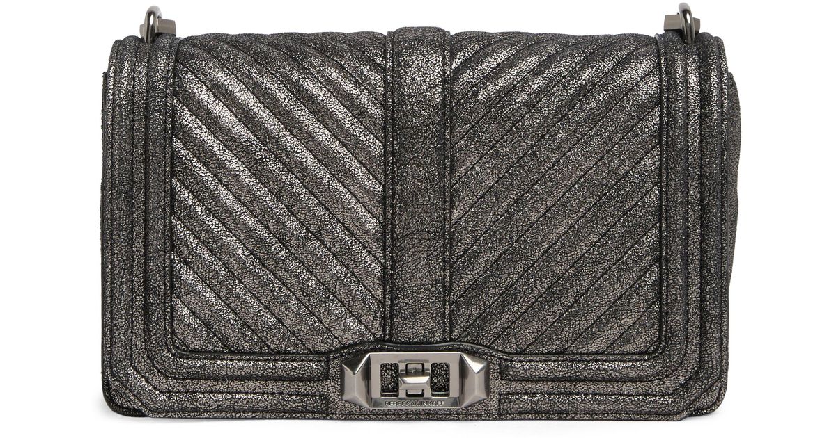 Rebecca Minkoff Chevron Quilted Love Crossbody Bag in Black at Nordstrom