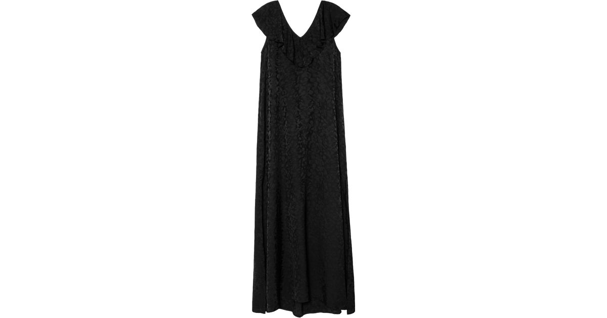 Zadig & Voltaire Reen Ruffle Neck Silk Maxi Dress In Noir At Nordstrom