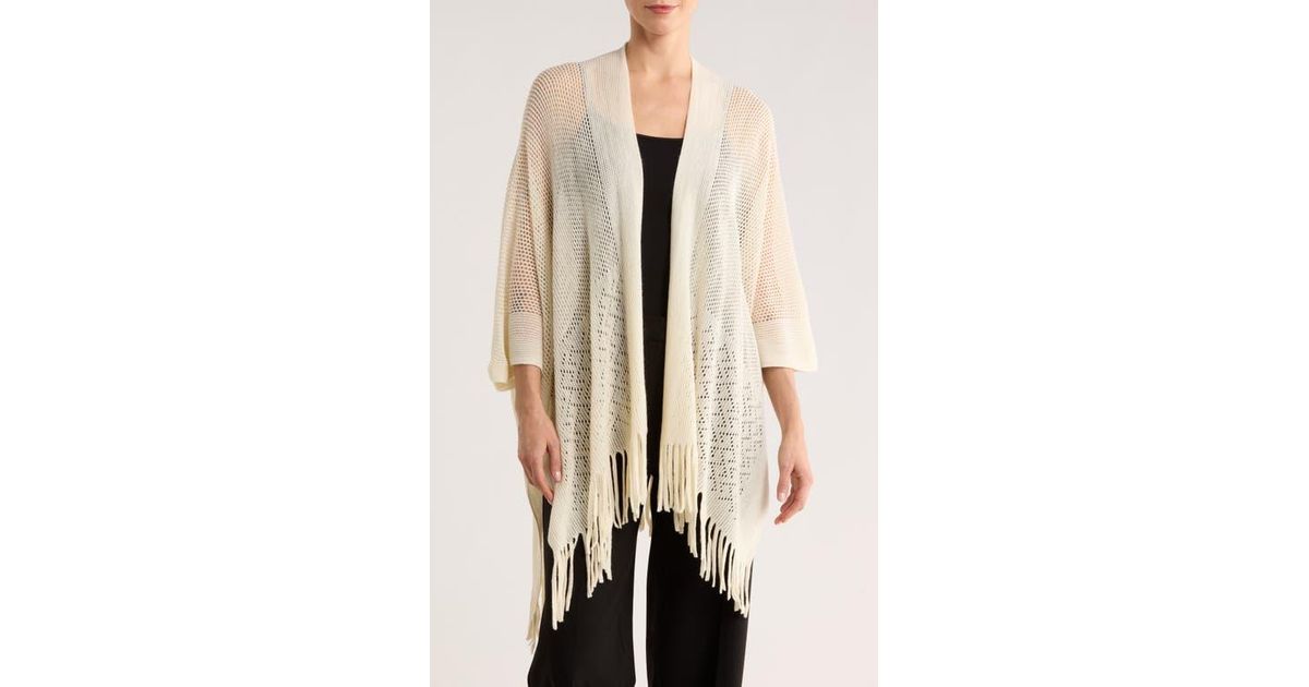Eyelet Ruana Nine West Raschel Knit Ruana in Natural | Lyst