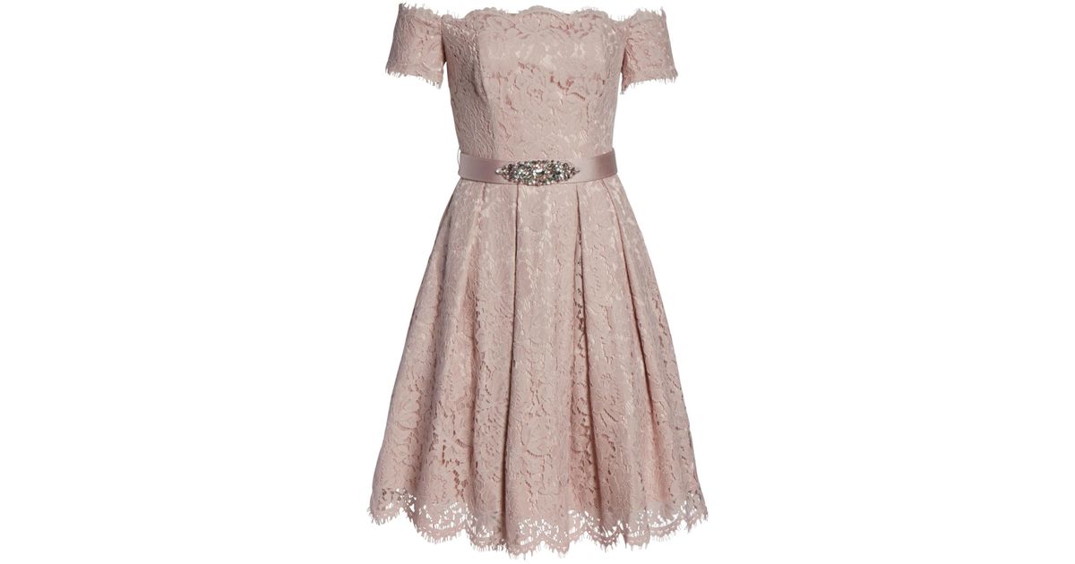 eliza j lace fit & flare dress