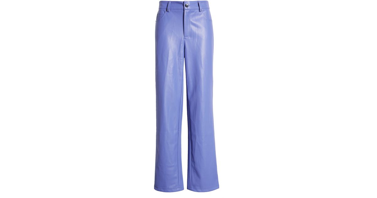 Vero Moda Paulina High Waist Faux Leather Pants in Blue | Lyst