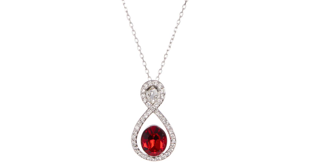 Download Swarovski Miles Multi-color Bezel Set Stone Infinity Loop Pave Pendant Necklace in Red - Lyst