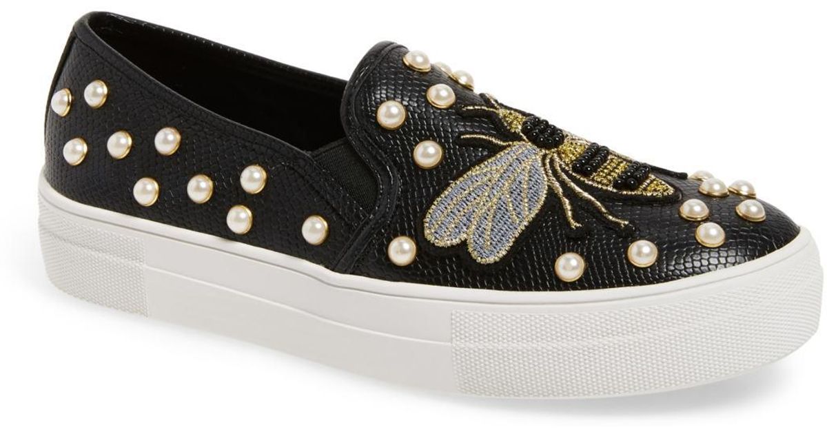 Steve Madden Polly Bee Embellished Slip-on Platform Sneaker (women) in Black  | Lyst