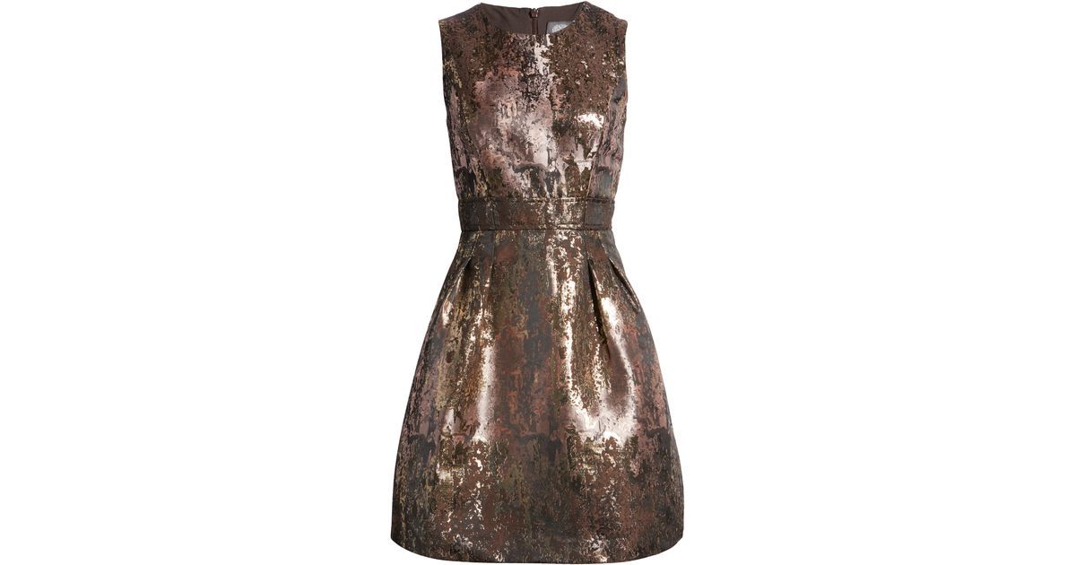 Vince camuto metallic jacquard store fit & flare dress