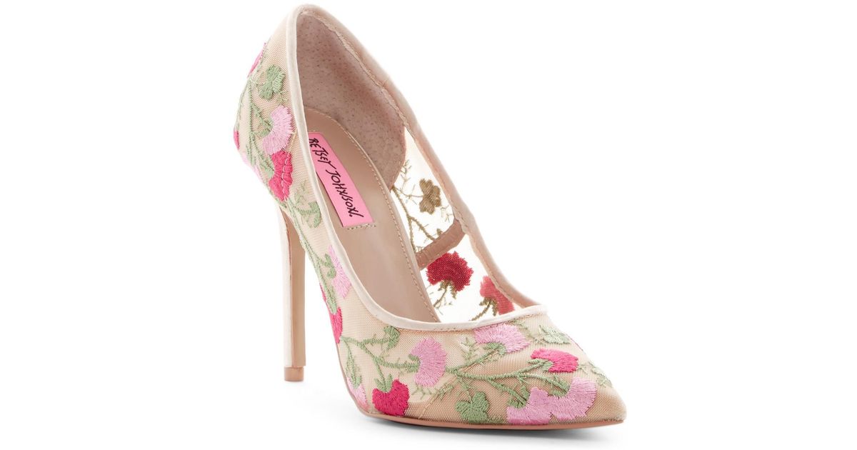 Betsey Johnson Johni Floral Mesh Pump in Pink Lyst