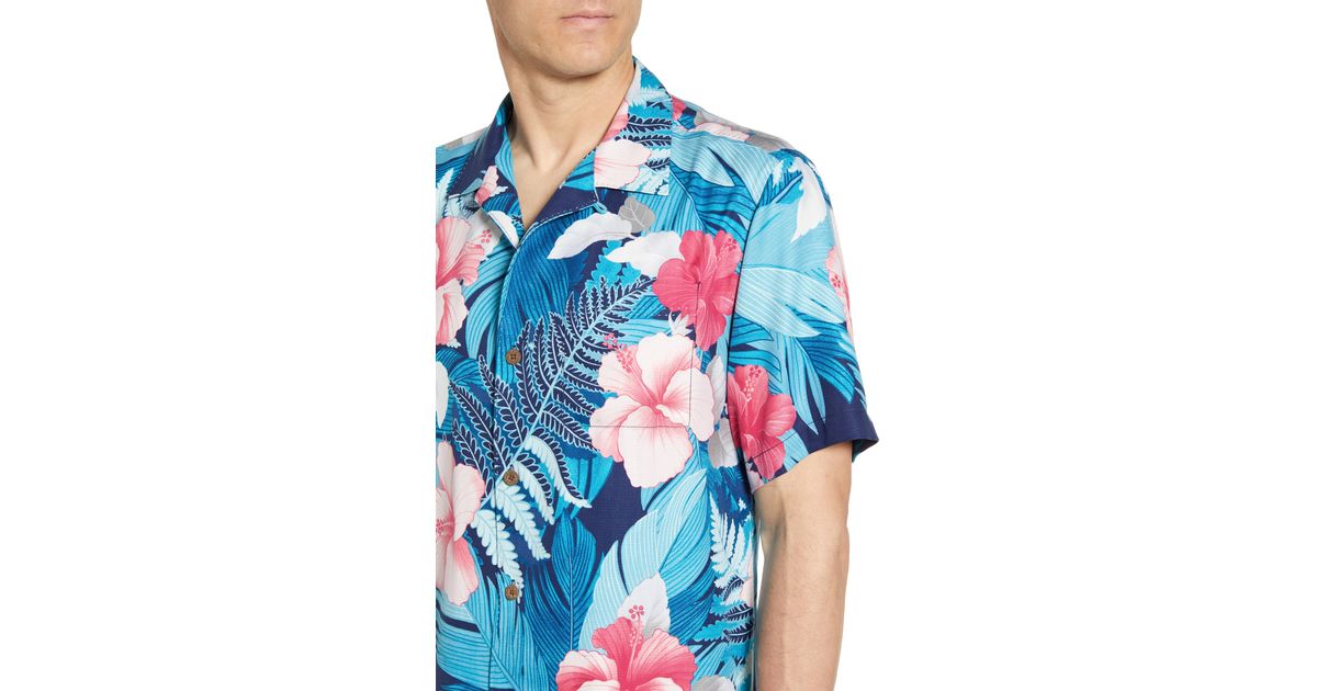 Silk Hawaiian Shirt in Blue for Men 